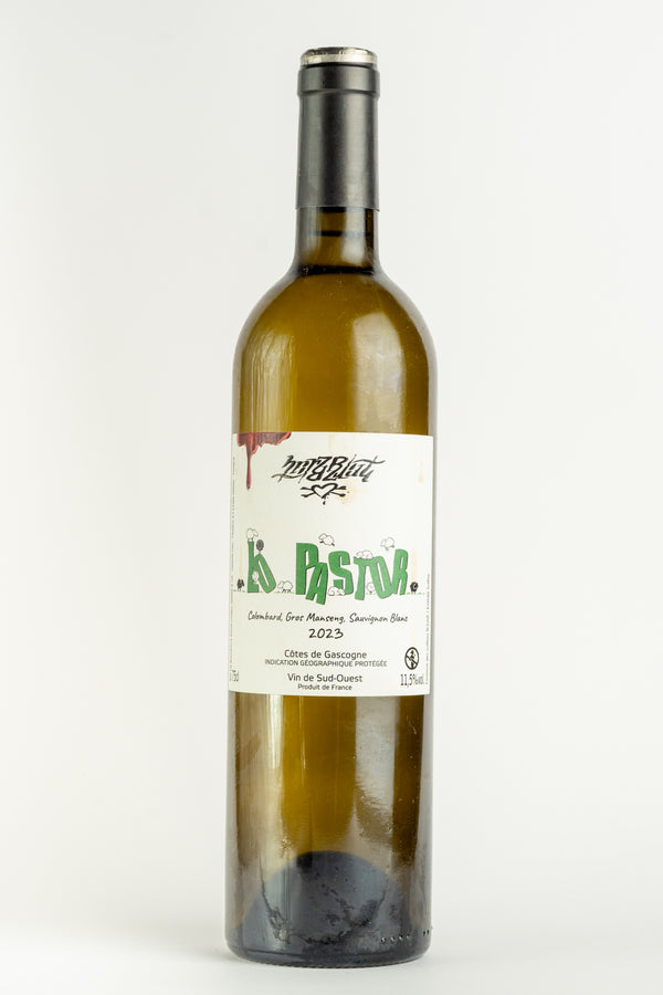 Trockener französischer Weißwein Herzblut Lo Pastor Flasche Frontansicht