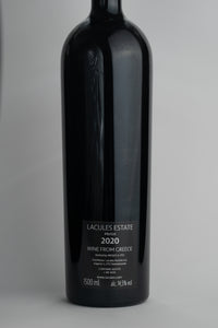 2021 Lacules Estate Merlot Magnum Peloponnes Griechischer Rotwein Magnum Flasche Rückansicht Etikett