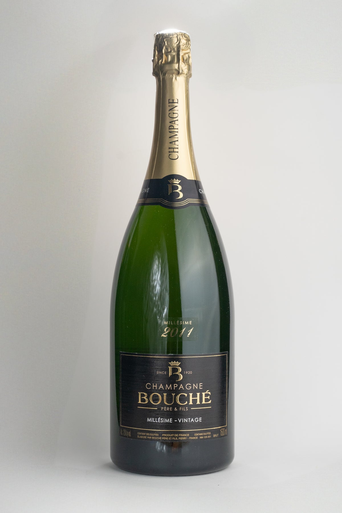 2011 Champagne Bouché Pére et Fils Millesime Brut Französischer Champagner Flasche Magnum Frontansicht